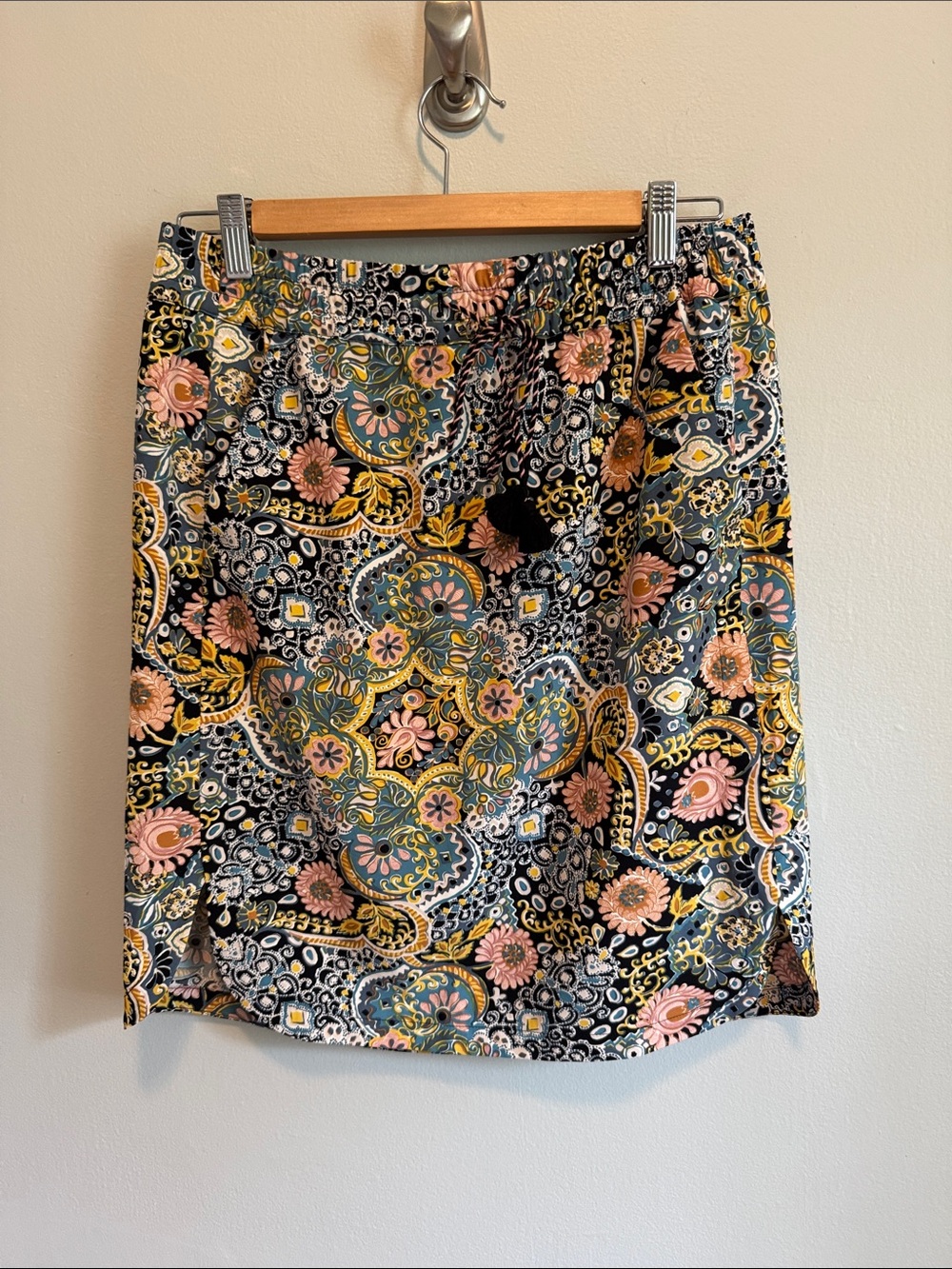 LOFT Floral Paisley Mini Skirt - Black, Pink & Yellow with pockets